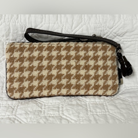 Coach Hamptons Vintage Mini Bag Y2K Brown Houndstooth Wool & Suede Turnlock - Picture 5 of 16